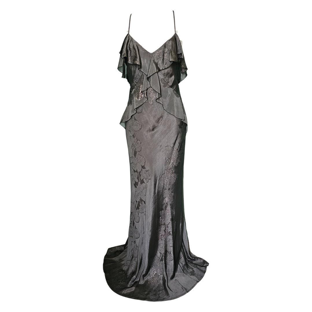 Lorena conti made in France Paris holywood dress wedding dress φορεμα 
βραδυνο για γάμο βάπτιση,κουμπαρα,νυφη,αδερφη κουμπαρας,γαμπρου ,εξωπαλτο,σεξυ,
ανοιχτή πλάτη,λουλουδια μπροκαρ,μεταλλικο,ασημι,λαμπερο,μοναδικο,vintage